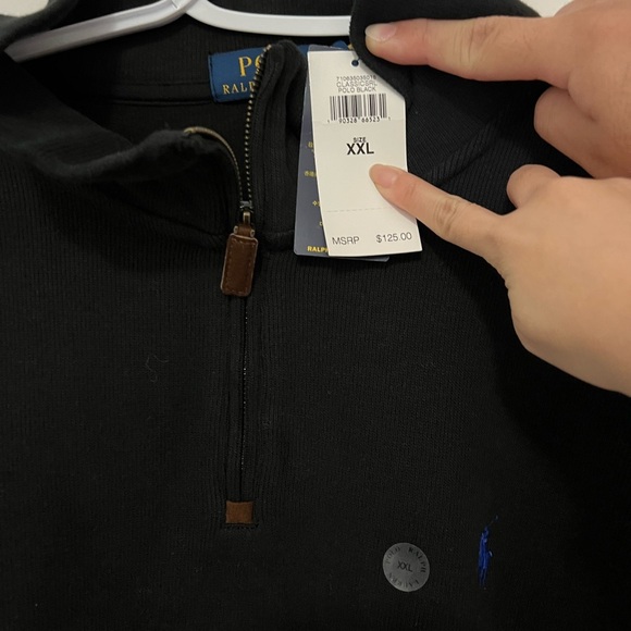 Ralph Lauren Black Quarter-Zip Pullover - Picture 2 of 2